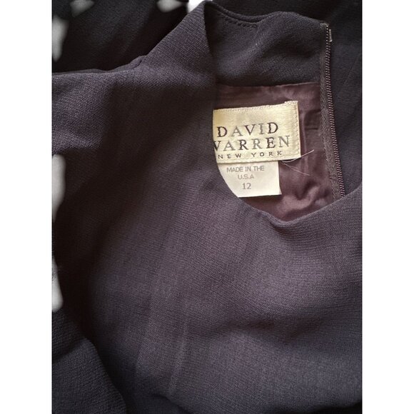 David Warren New York Navy Midi Dress W/ Rhinestone Detail & Cap Sleeves Size 12 - Picture 5 of 6